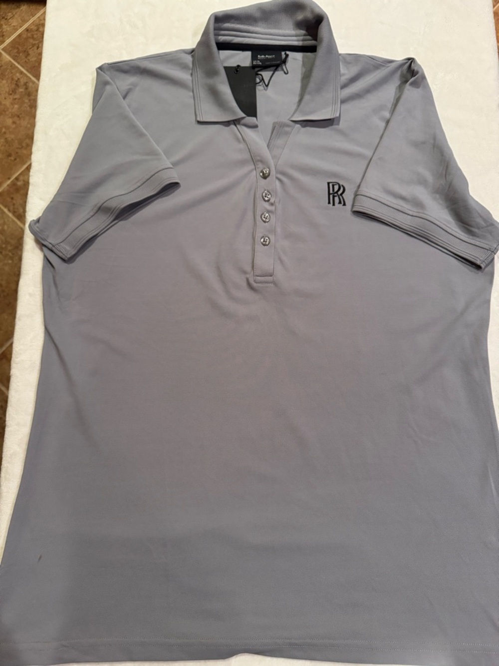Rolls Royce women’s Short-Sleeve Button-Down Polo in Light Gray XL